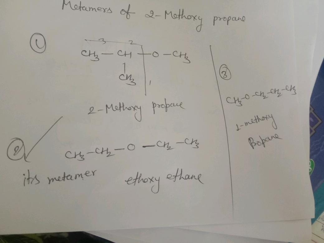 Section B 09. Give the structure & IUPAC name of metamers of 2 ...